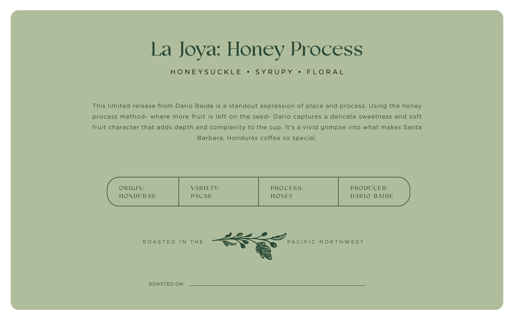 Honduras, La Joya, Honey Process